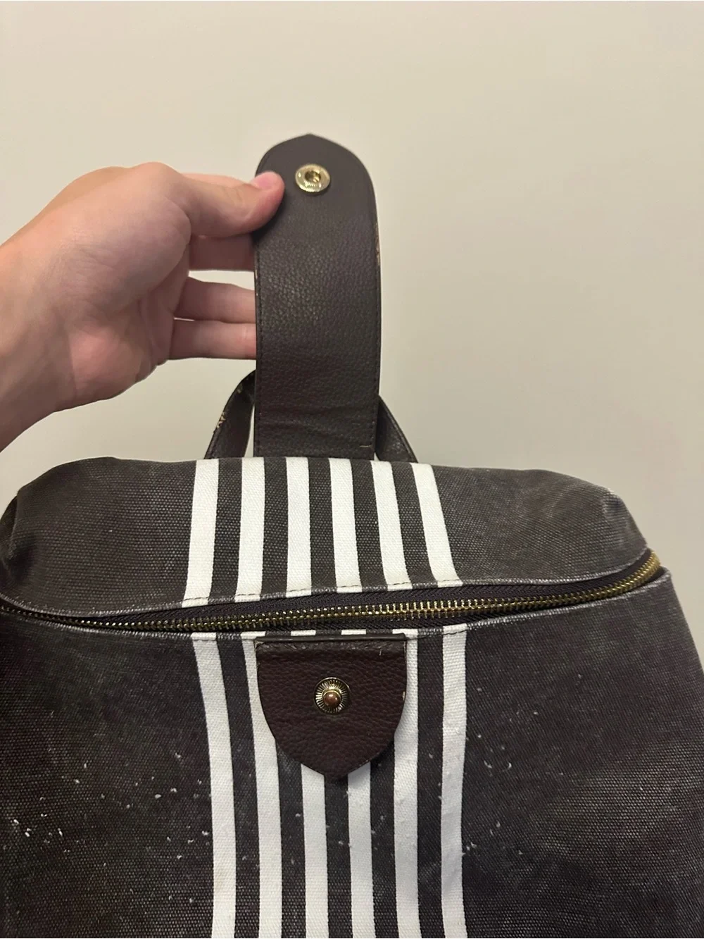 Henri Bendel Convertible Canvas Backpack Stripe Purse Bag